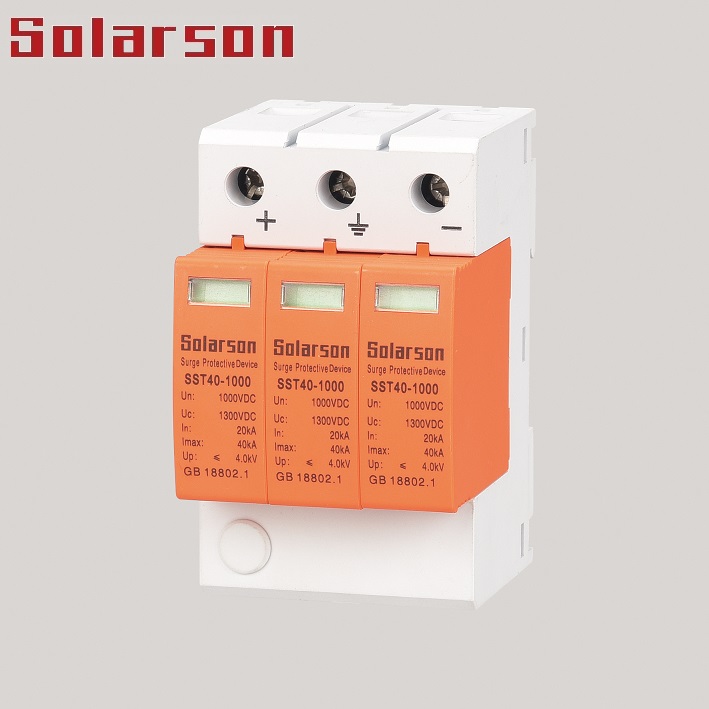 1000VDC surge protective device surge protector SPD Type II 3P for solar system Imax 40kA with TUV CE certificate