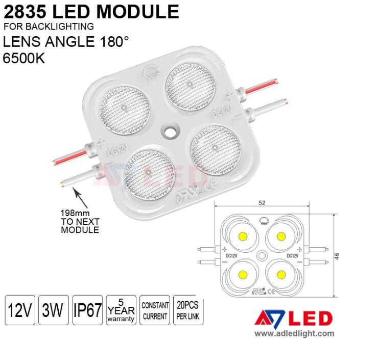 Backlit injection 5 years warranty outdoor waterproof 3w smd 2835 diode led module 12v