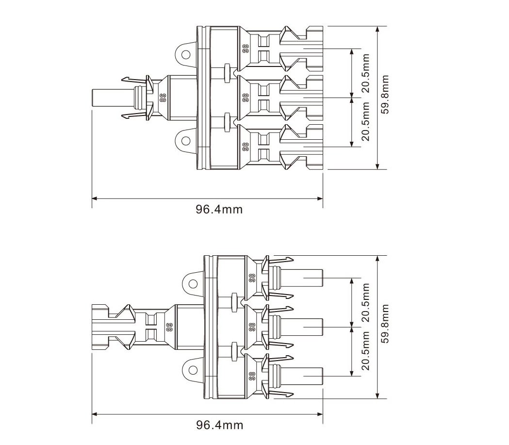 TUV CE MC4 T Branch Solar Connector 3 in 1 Male and Female