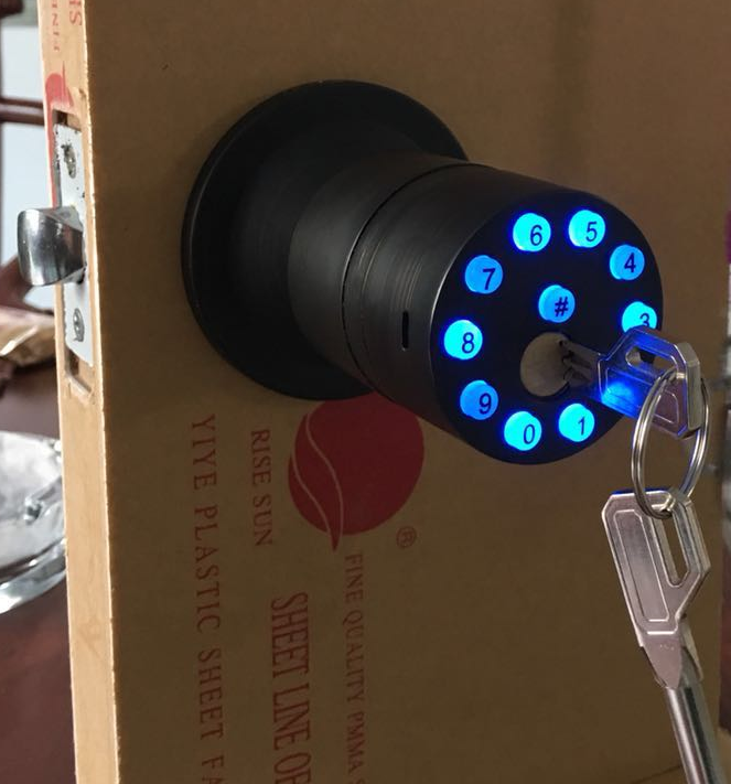 Keypad Cylindrical Door Lock with Backup Merchanical KeyBluetooth Smart Door LockPassword Key Mobile APP
