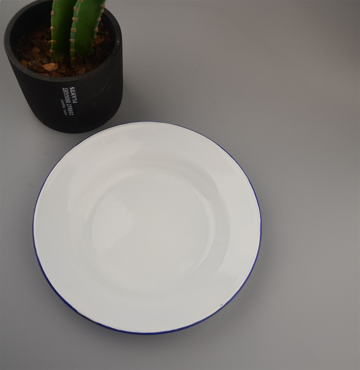 White Enamel Plate Round Metal Dish