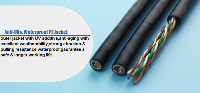 Outdoor Network Cable Cat5e UTP Copper Conductor Waterproof Lan Cable