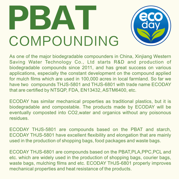 PBAT modified resin biodegradable compostable plastic by OK COMPOST certification