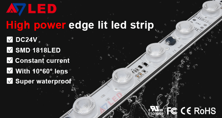 High lumen efficiency SMD1818 48W IP67 250lmled edge light module led bar aluminium for lightboxes