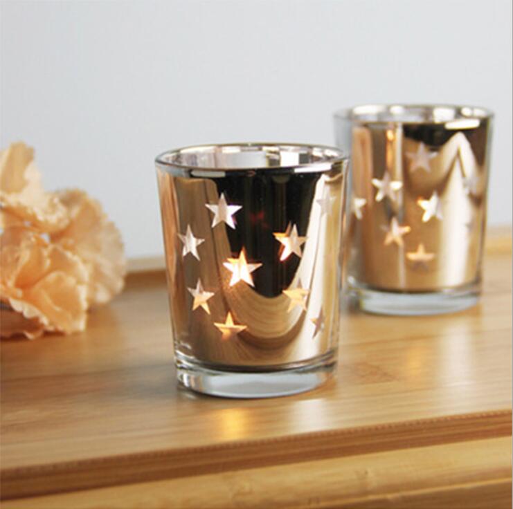 Star mercury glass candle holderjarcup tealight holder for wedding gift