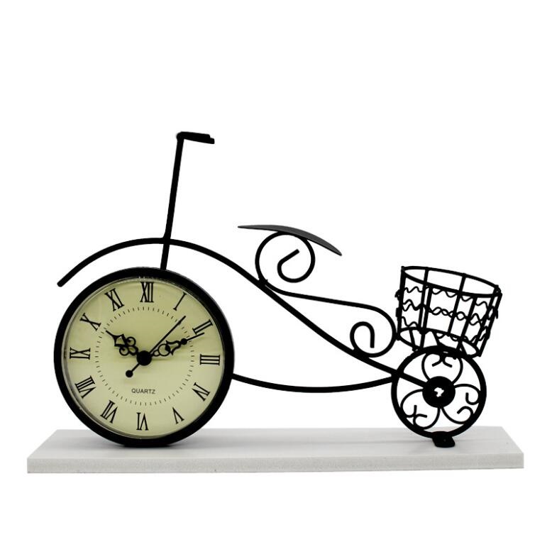 Vintage Metal Crafts black Decorative Metal Bicycle Table Clock
