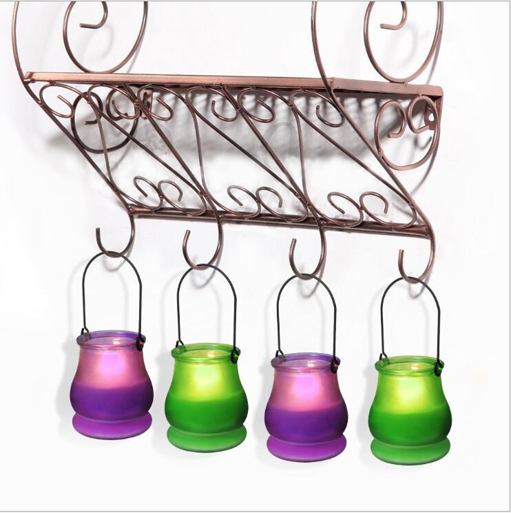 Glass hurricane lamp hanging glass candle jar glass container for wax tealight votive