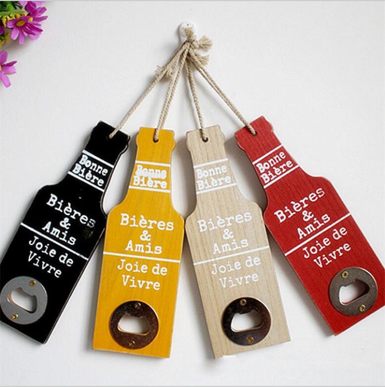 retro beer bottle opener wooden hanging wall decoration for home bar restaurant decor