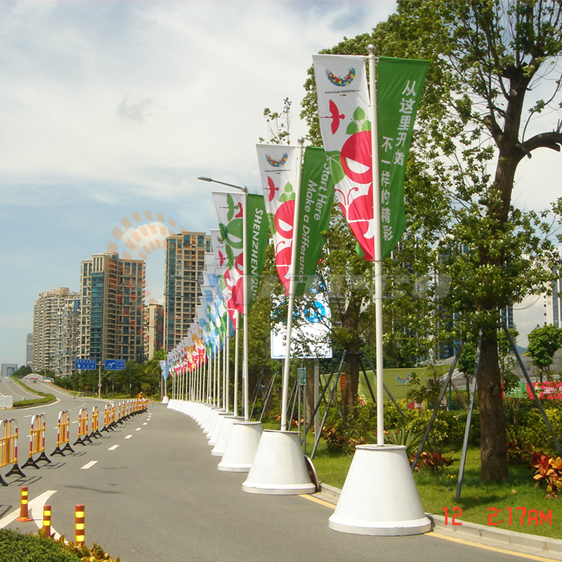 New Design Outdoor Stainless Steel Round Straight 3 Meter Advertising Banner Flag Pole