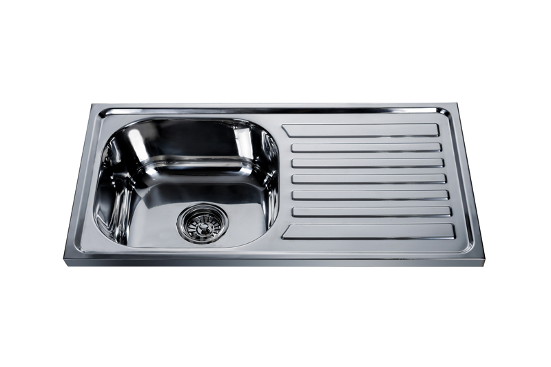 Turkmenistan hot sale 7540CM polish single bowl with drainboard kitchen sink 7540S