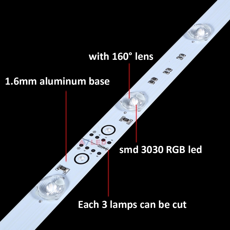 Hot sales SMD 3030 12leds RGB rigid strip led backlight diffuse light bar for advertising led light box