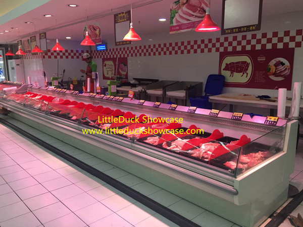 Supermarket Fresh Meat Showcase Seafood Display Chiller Refrigerated Cabinet