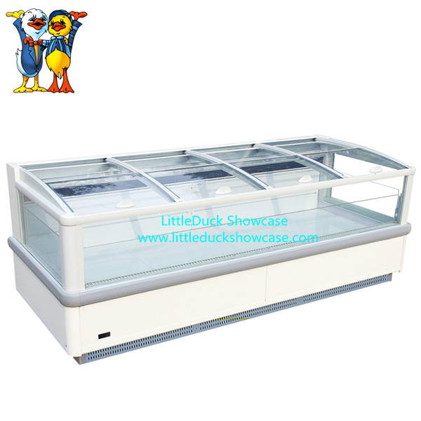 Supermarket Glass Door Island Freezer for Frozen Foods