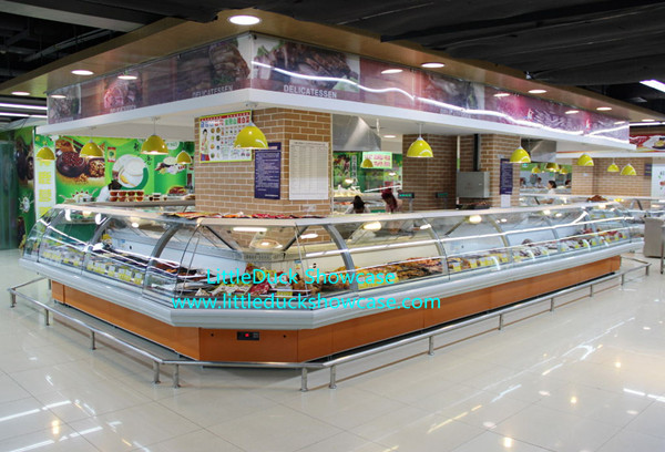Supermarket Service Counter Hot Food Display Cabinet