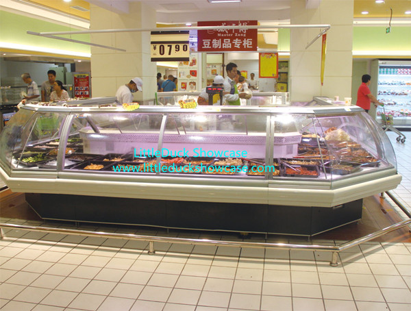 Supermarket Service Counter Hot Food Display Cabinet