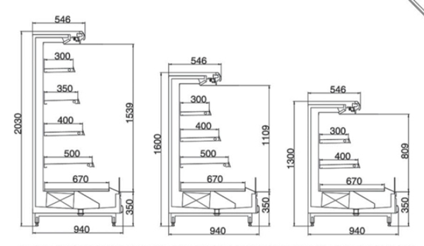 Supermarket Upright Refrigerated Showcase Vegetable Fruit Cabinet