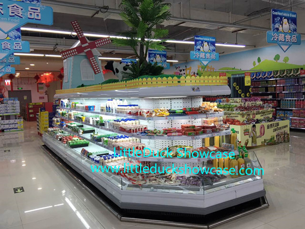 Supermarket Upright Refrigerated Showcase Vegetable Fruit Cabinet