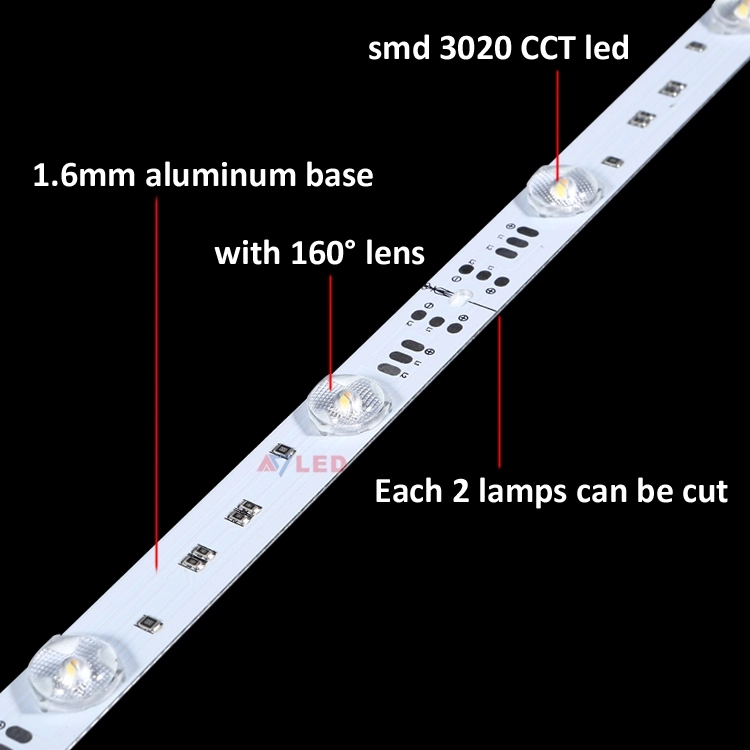 Customized LED backlight rigid strip 3020 SMD CCT 24v 160 lens diffuser LED light bar