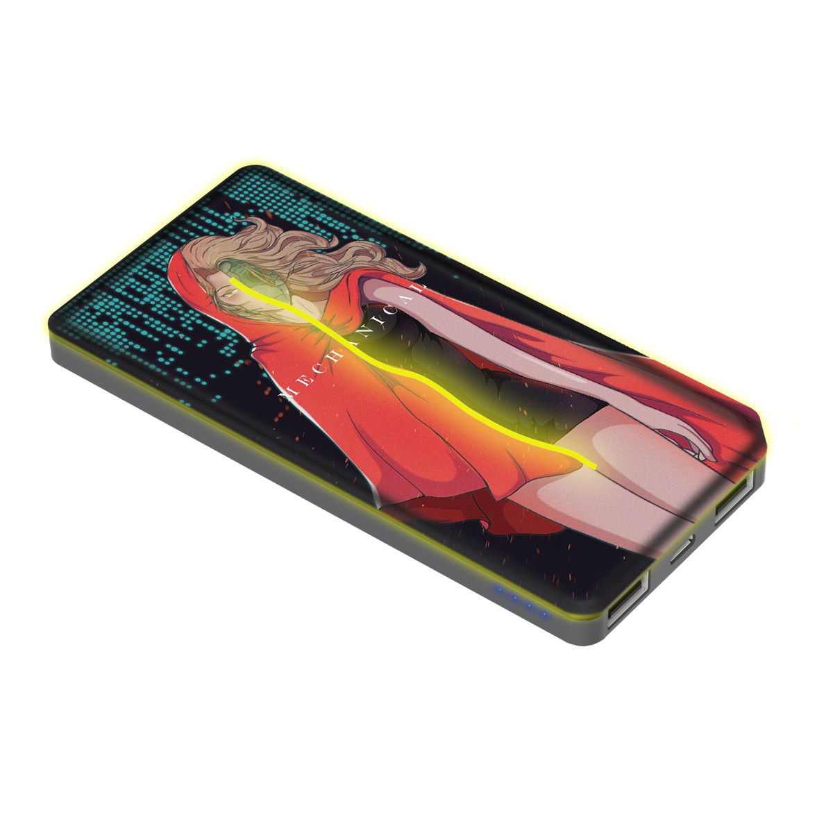 gift customization mixed color breathing lamp power bank rubber oil dual output