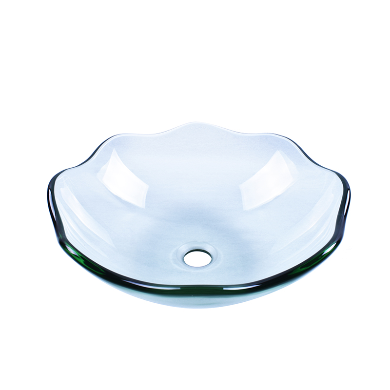 Bathroom Lotus Design Clear Glass Washing Basin Sink