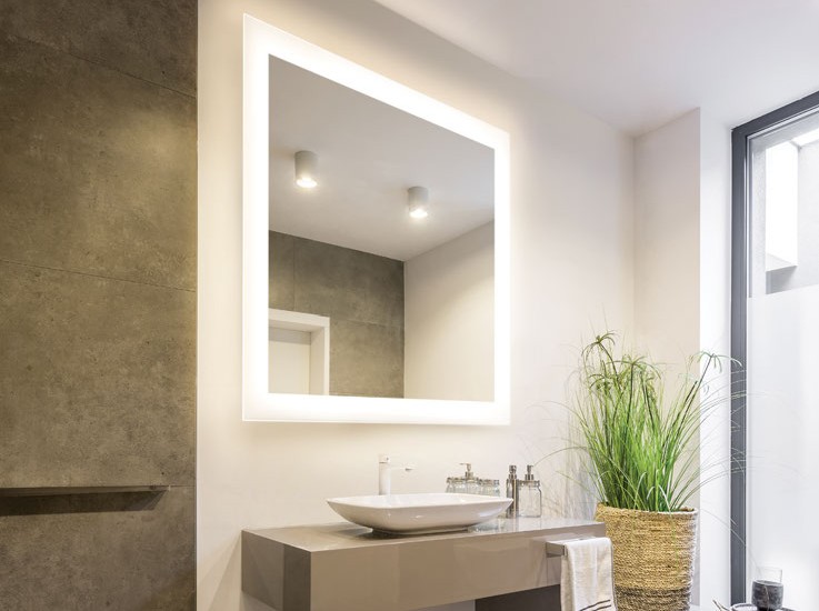 Hotel Frameless Illuminated Bathroom Vanity Wall LED Lighted Mirror
