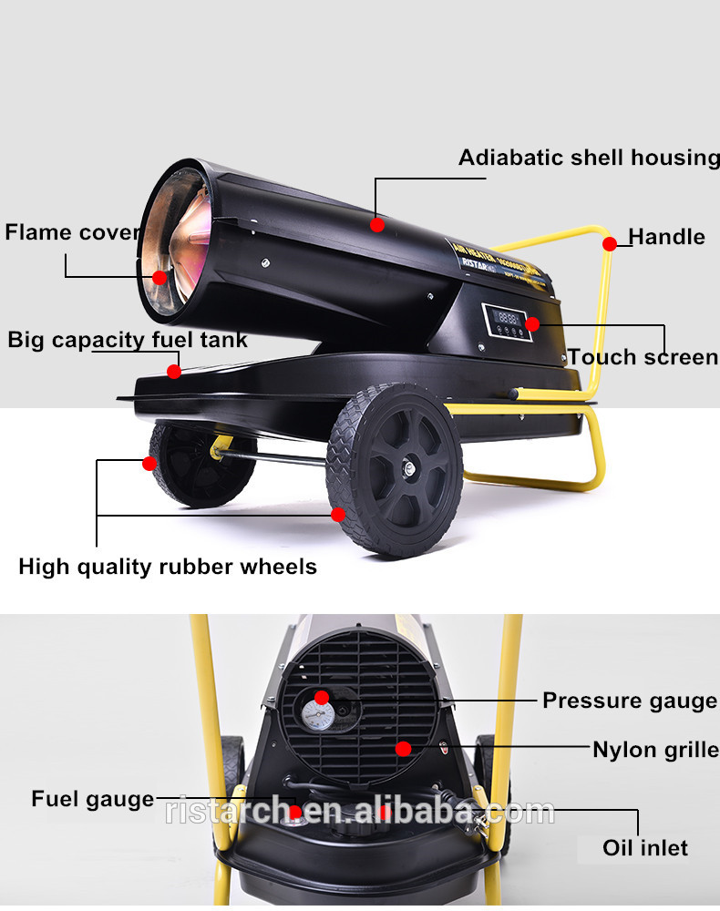 Diesel forced air heater suitable for poultry heating and space heating