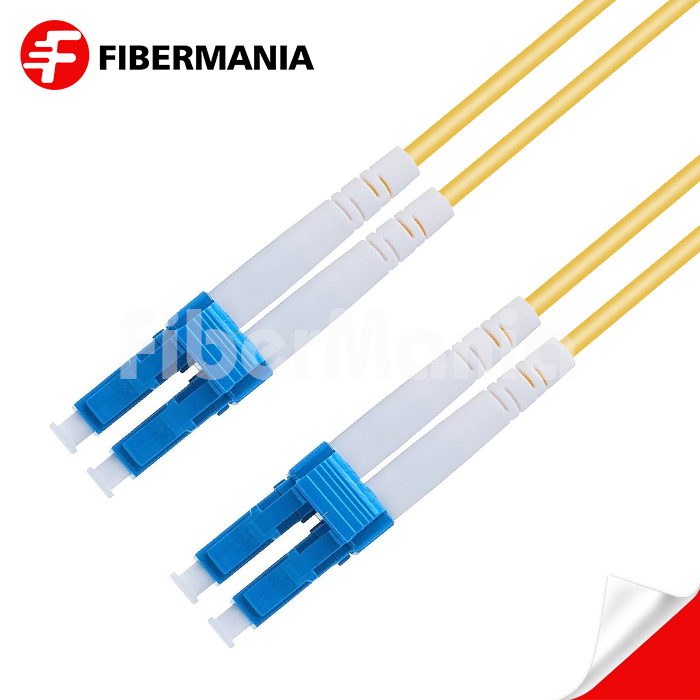 1m LCUpcLCUpc Duplex 9125 OS2 Single Mode Ofnr Fiber Optic Patch Cable 30mm Yellow