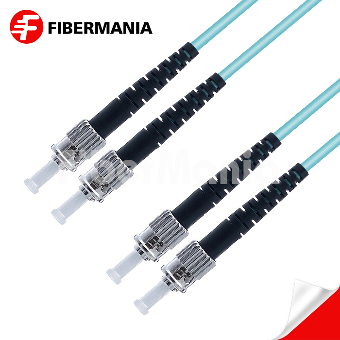 1m StUpcStUpc Duplex 10g Om3 50125 Multimode Ofnr Fiber Optic Patch Cable 30mm Aqua