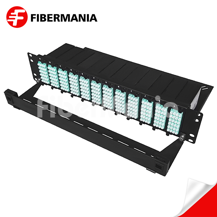 2u 288 Fiber Ultra High Density MTP Patch Panel Fully Loaded with Om3 MTPLC Modules
