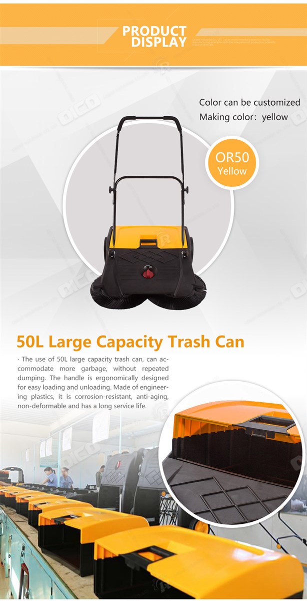 OR50 manual sweeper walk behind road sweeper outdoor street sweeper