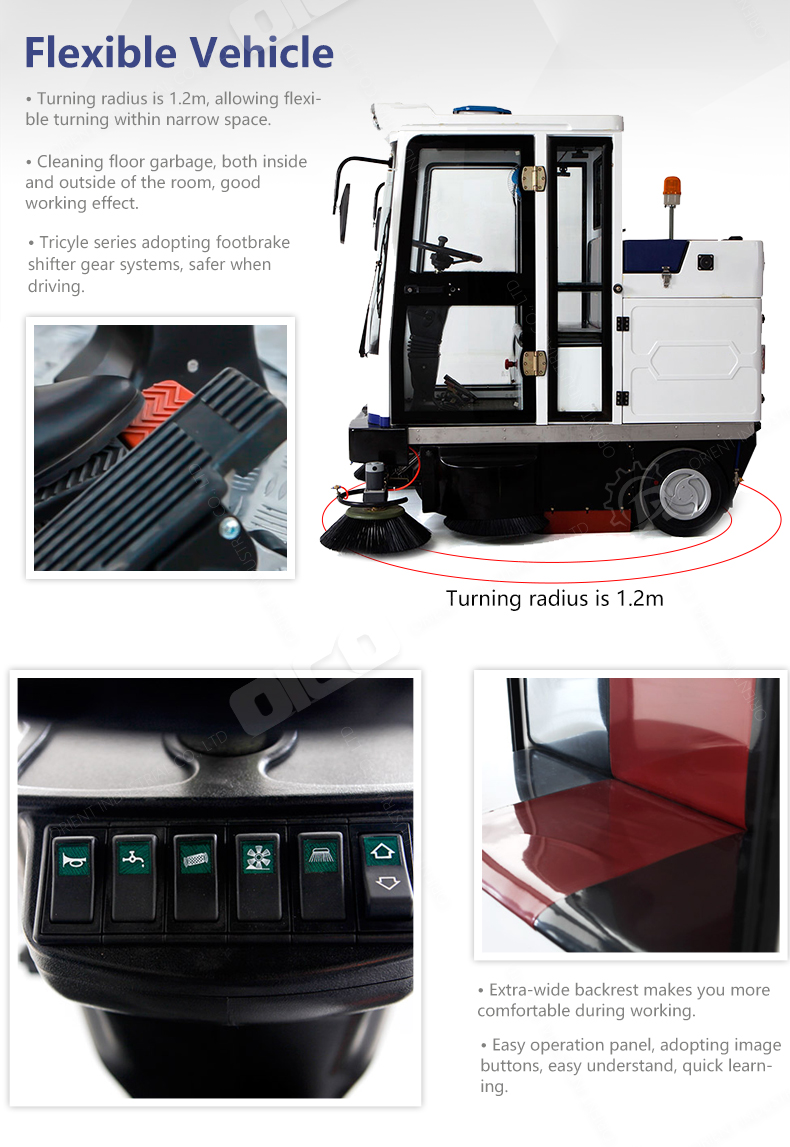 ORE800FB New Enclosed Sweeper compact street sweeper