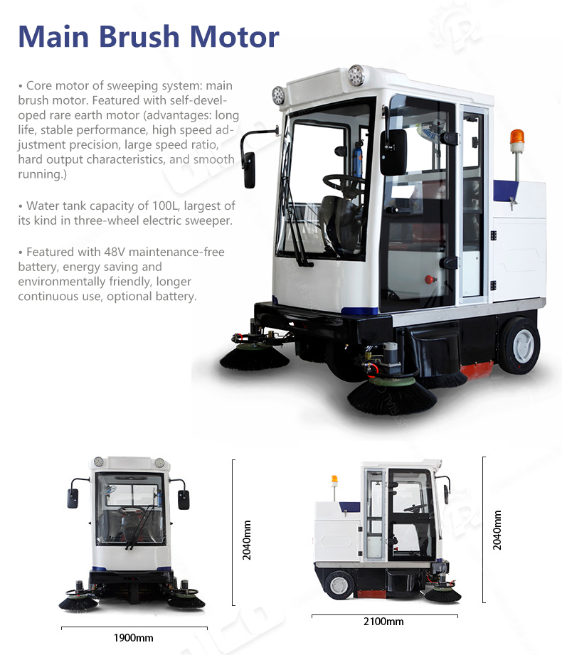 ORE800FB New Enclosed Sweeper compact street sweeper