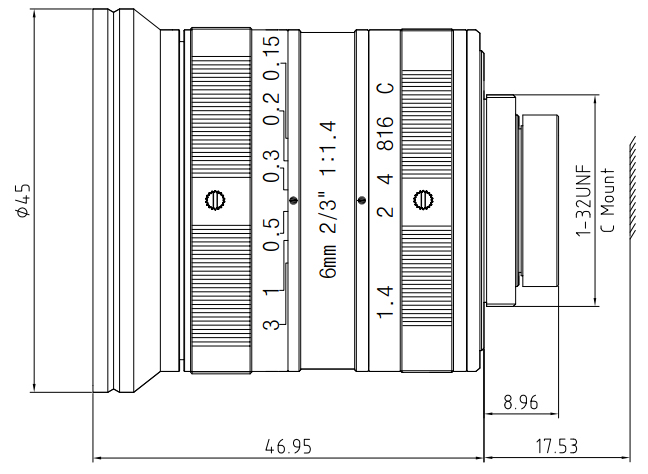 8mm 23 5M FA machine vision lenses CCTV face recognition industrial low distortion camera lenses Baumer Basler Hik6