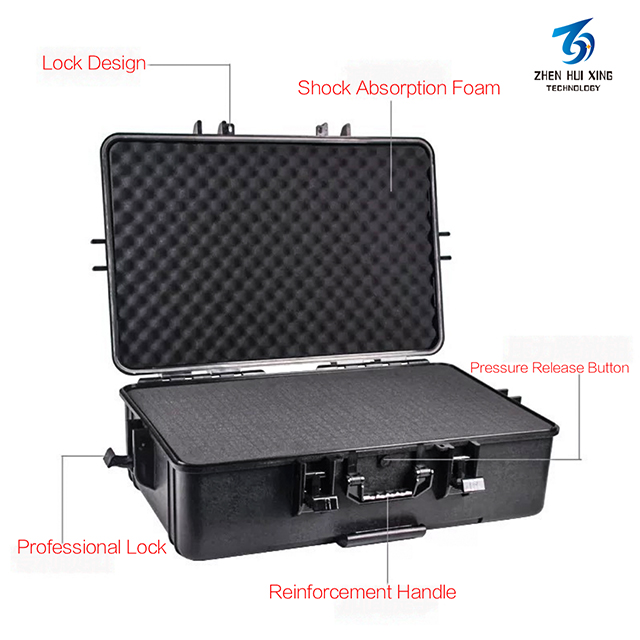 Black Waterproof Hard Medium Size Pelican Case With Foam