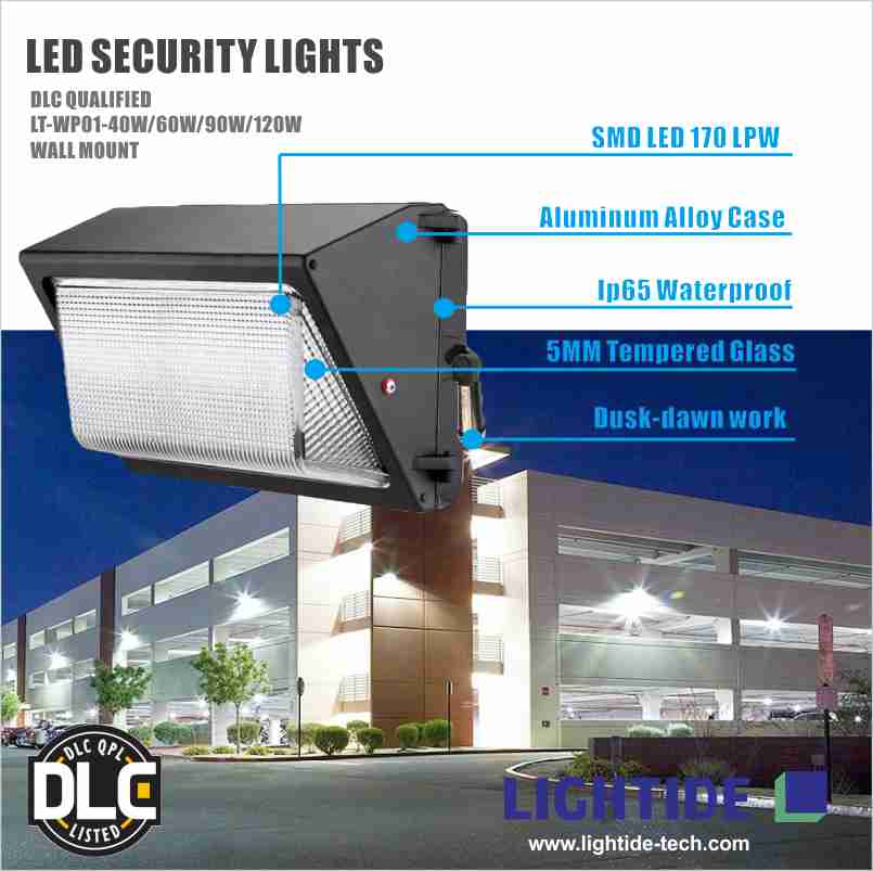 Outdoor led dusk to dawn wall pack light 90W 100277VAC