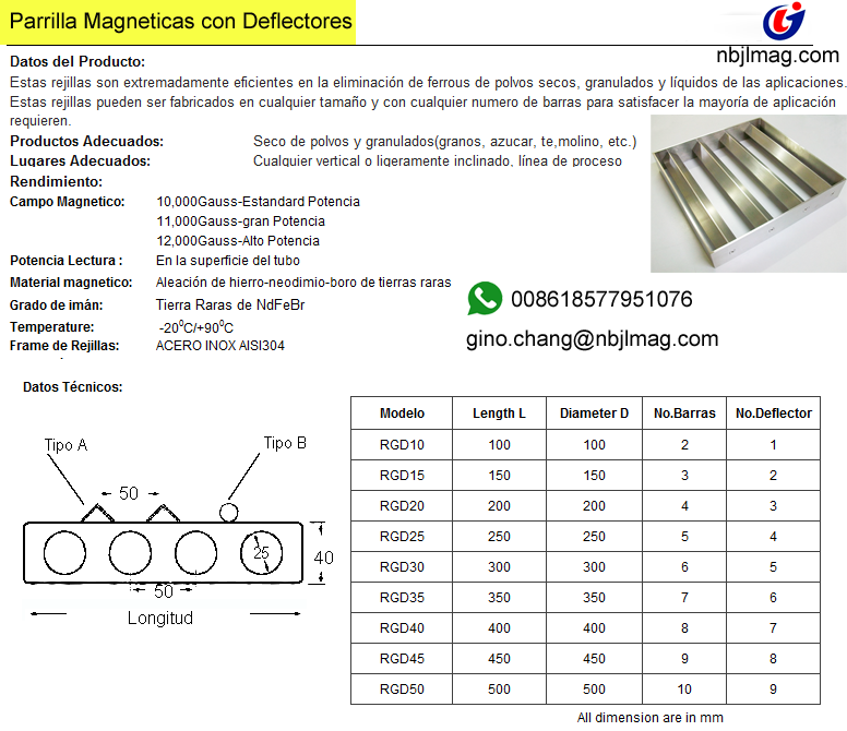 grill magnet with diamond bars 12000gs Spices process metal delection