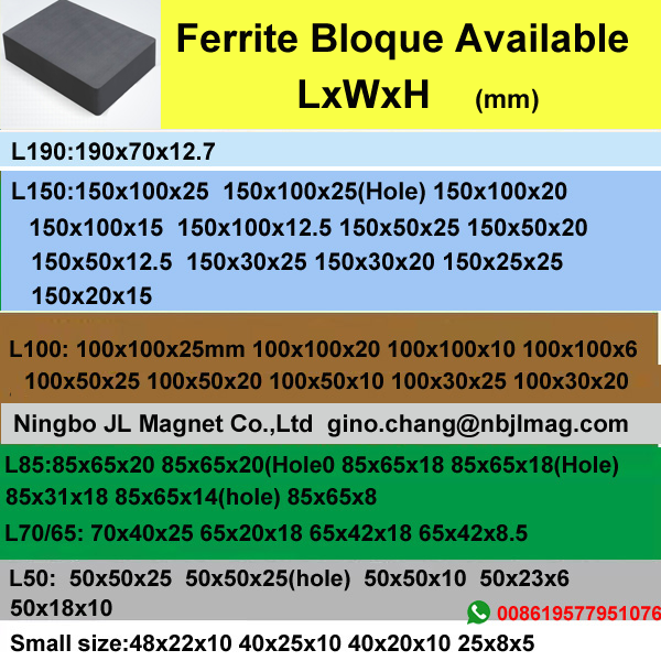 Ferrite rectangulares Magnet 190x100x127mm