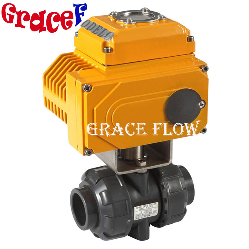 2 Inch Plastic Double Union PVC Ball Valve with Electric Actuator