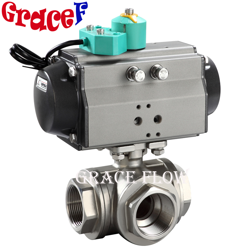 Stainless Steel Npt Thread 3 Way Ball Valve with 12v 24v 110v 220v 380v Electric Actuator