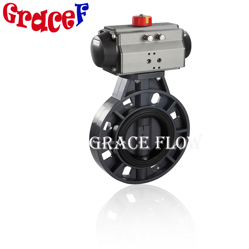 PVC Butterfly Valve with Spring Return Double Acting Pneumatic Actuator