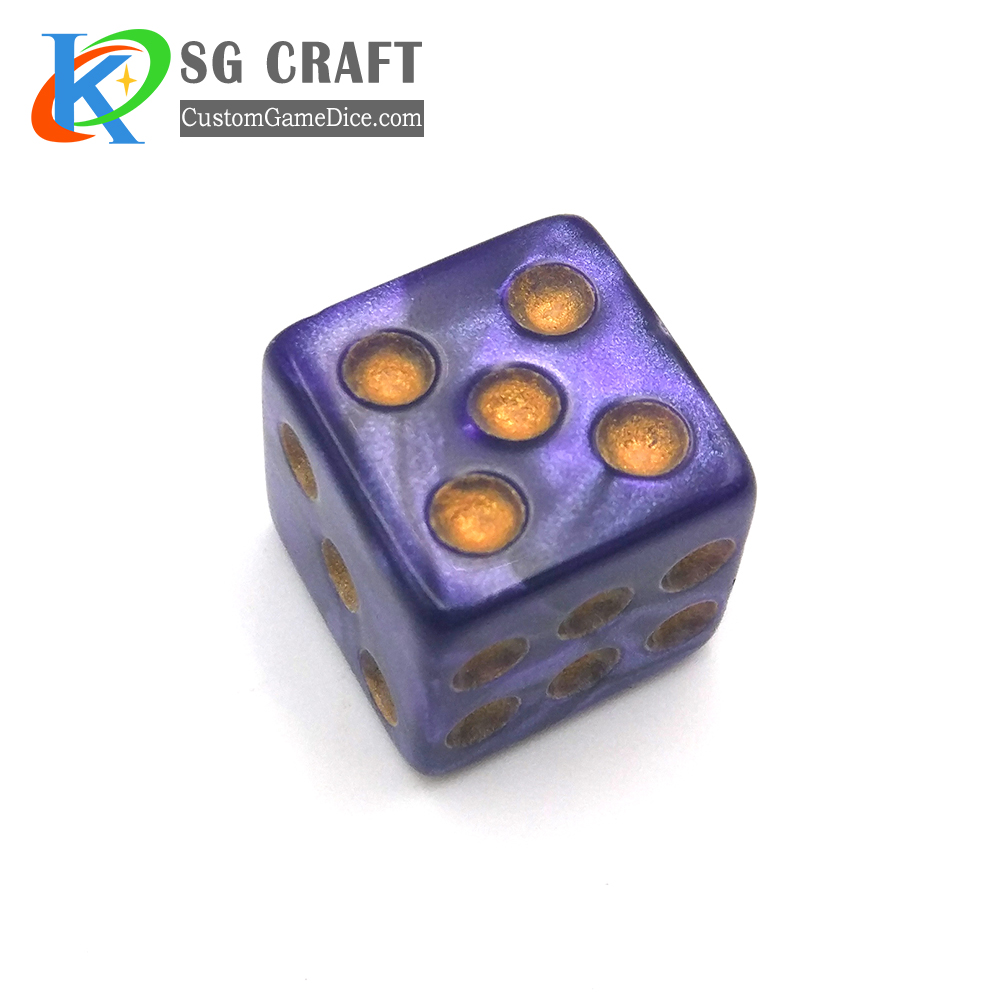 Acrylic Colorful Board Game Dices with yellow dots