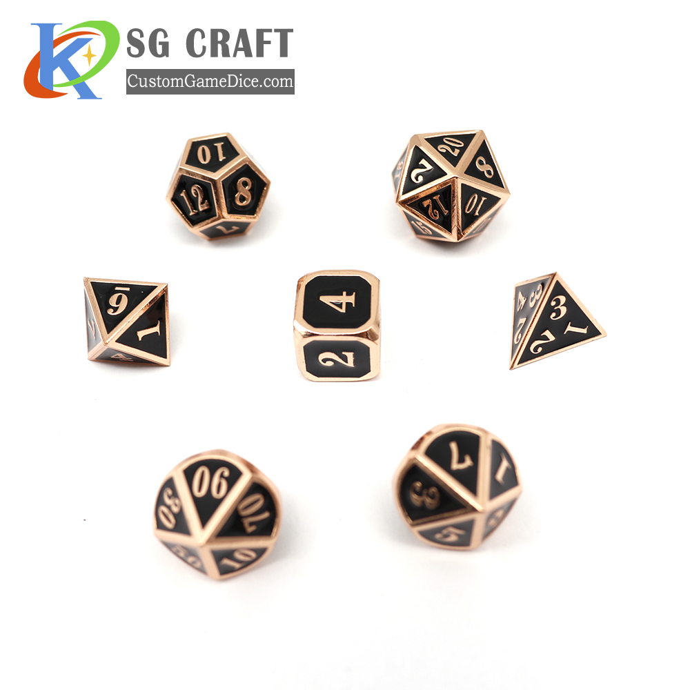 old black enamel rpg precision metal polyhedral dice