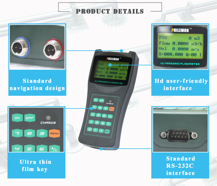 Handheld Portable Ultrasonic Flow Meter for Pipes