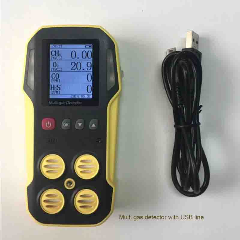 4in1 gas detector alarm multi gas monitor for o2 ch4 co h2s portable gas detector with LCD
