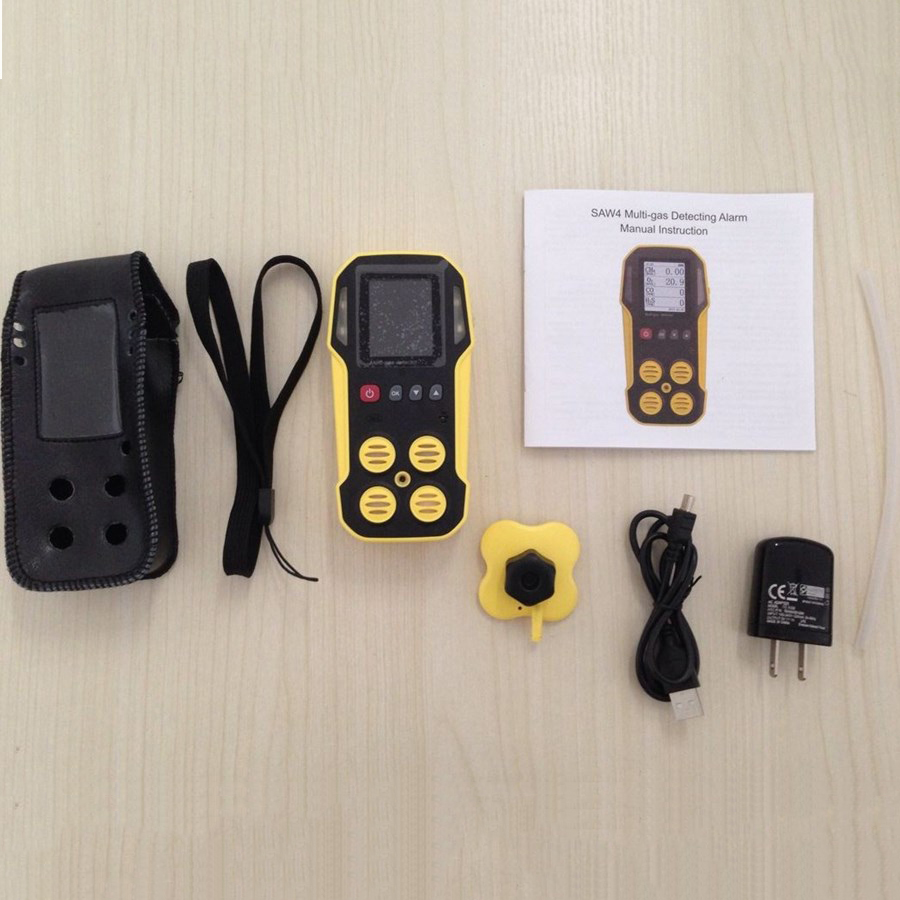 4in1 gas detector alarm multi gas monitor for o2 ch4 co h2s portable gas detector with LCD