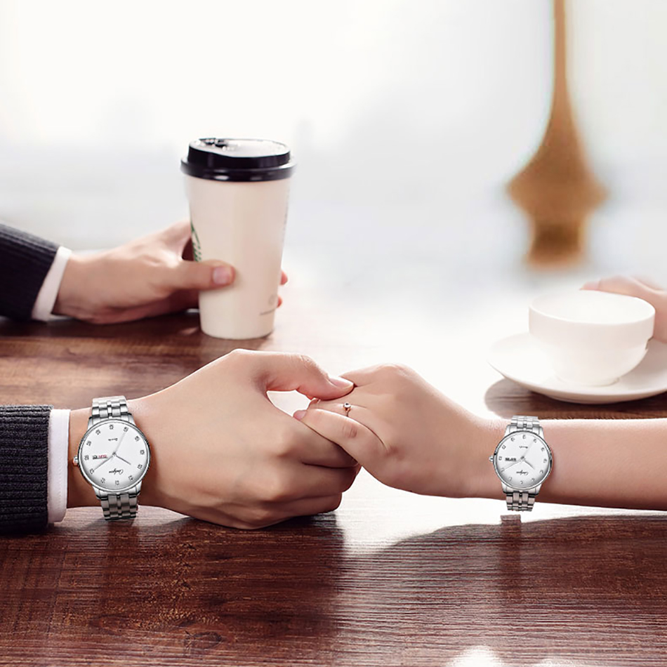ONLYOU fashion diamond women watch stainless steel band wristwatch week display ladies dress watches