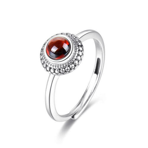 Handmade modern garnet stone jewelry red garnet flower dress ring sterling silver dainty eternity love engagement finger