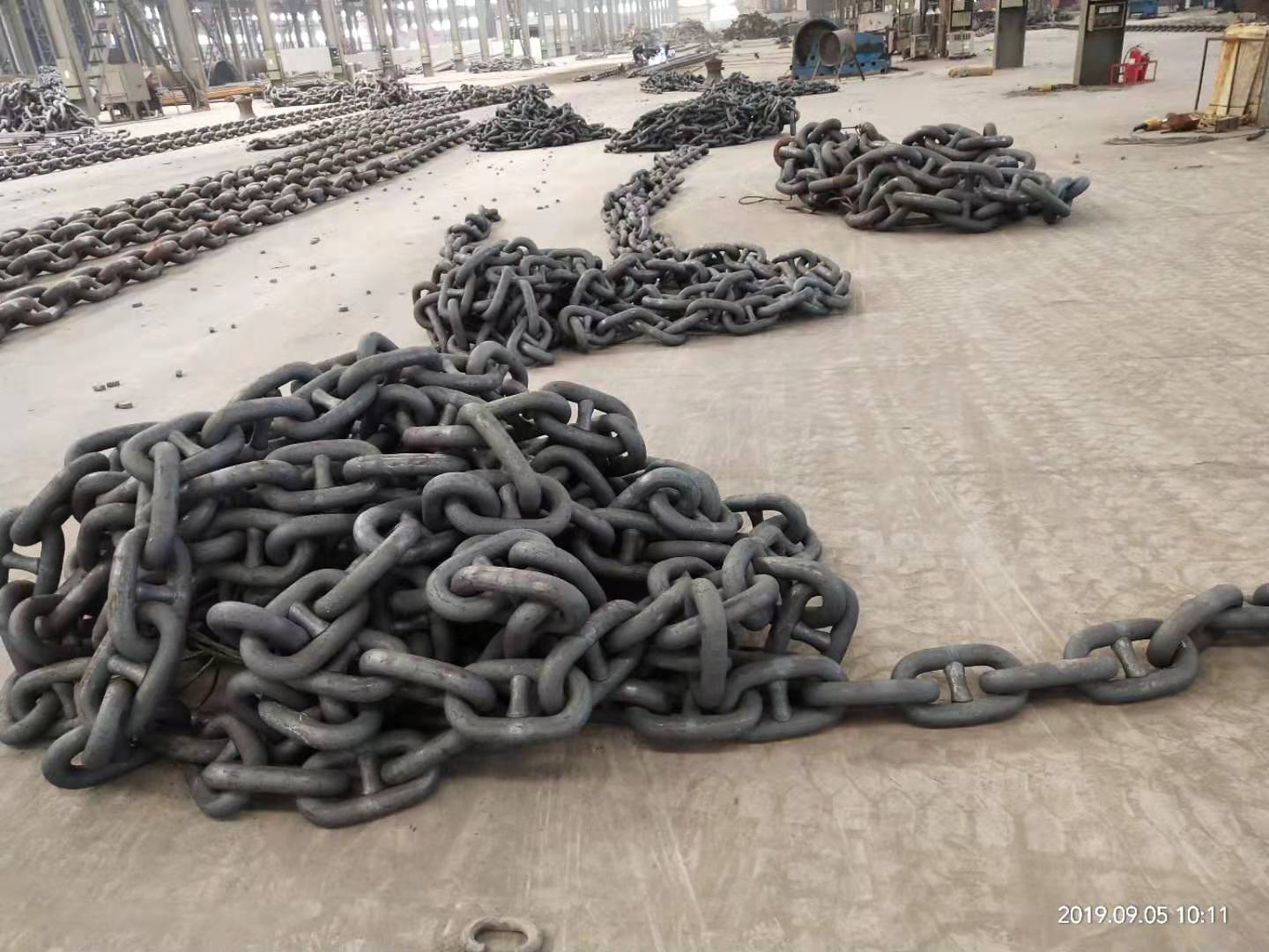 70mm black painted grade U3 CM690 stud link anchor chain