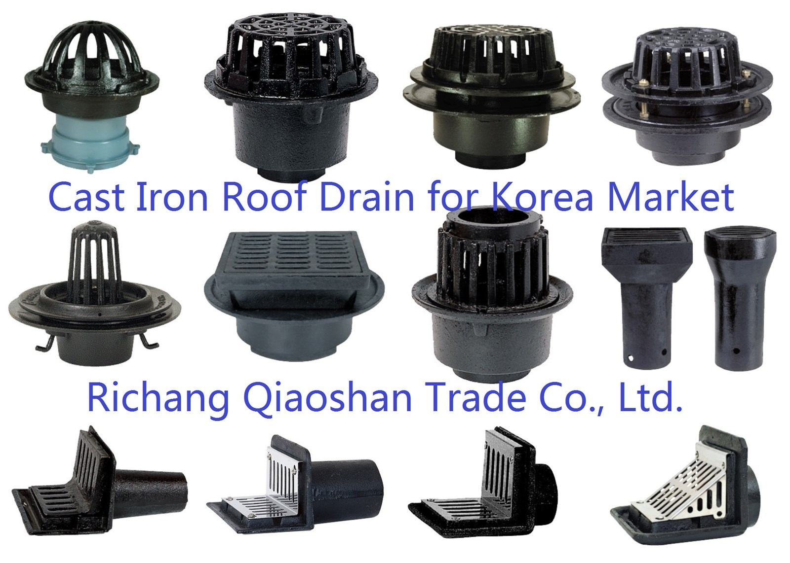 Korea Cast Iron Roof Drain with NoHub Thread Outlet for Roof Drainage