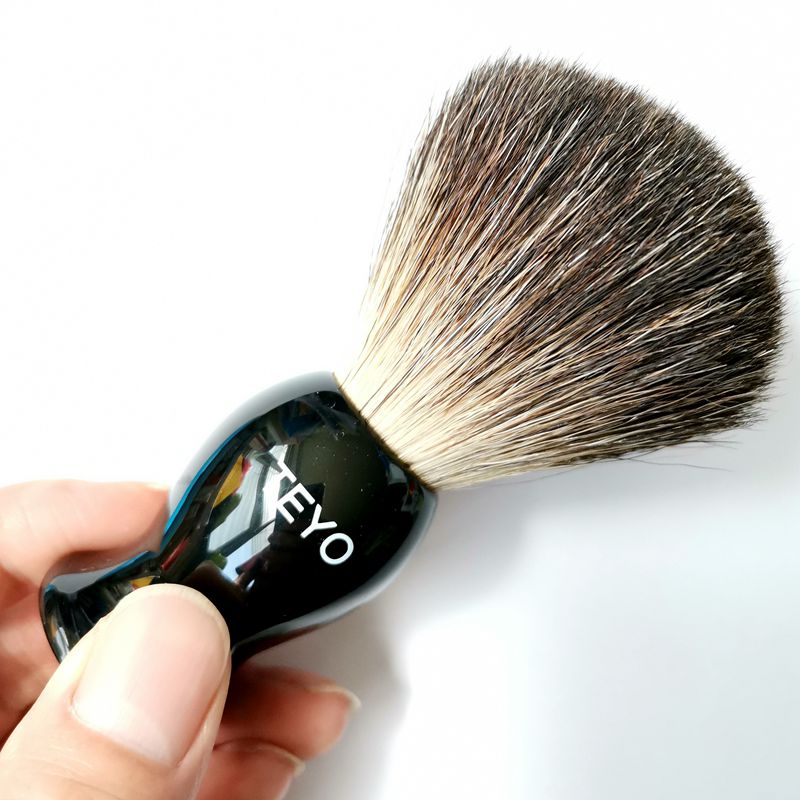 TEYO 100 Original Pure Badger Hair Shaving Brush Handmade with Resin Handle for Safety Razor Double Edge Razor